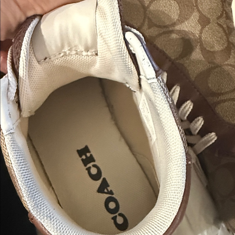 Coach Brown and Cream High-Top Sneakers - Picture 2 of 6